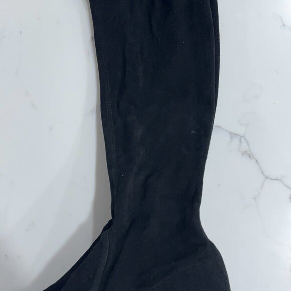 Stuart Weitzman Suede Over The Knee Boots Size 5.5 Black Block Heel - Picture 11 of 15